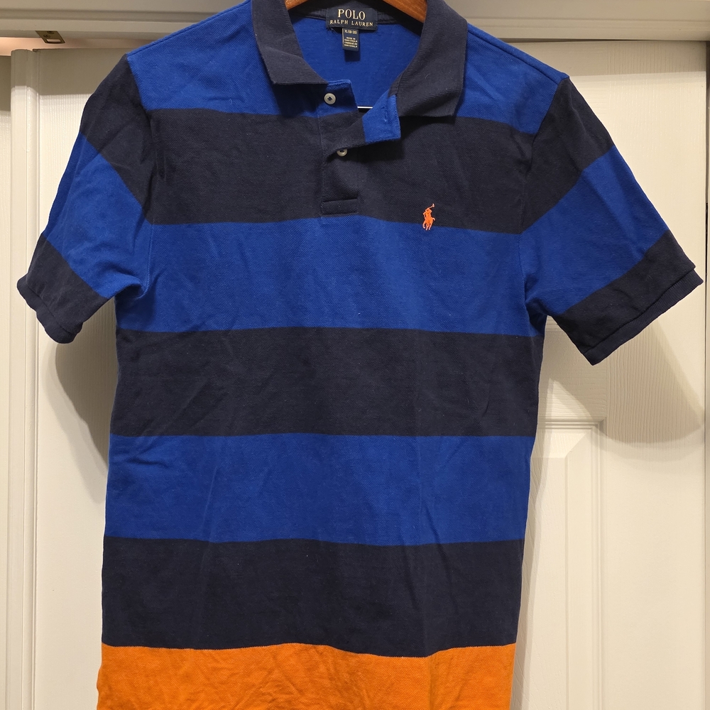 Polo by Ralph Lauren Blue and Orange Striped Kids Polo Shirt